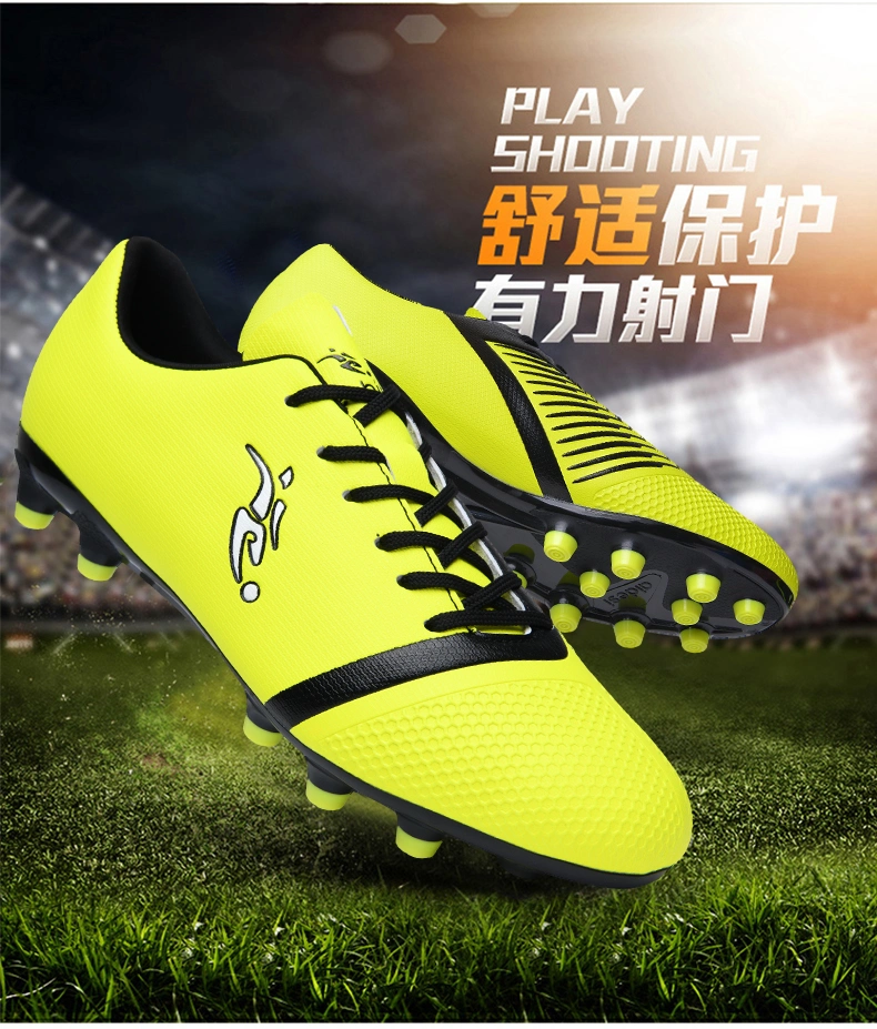 Factory Soccer Shoes Football Boots PVC Leather Textlitle Upper with TPU Sole